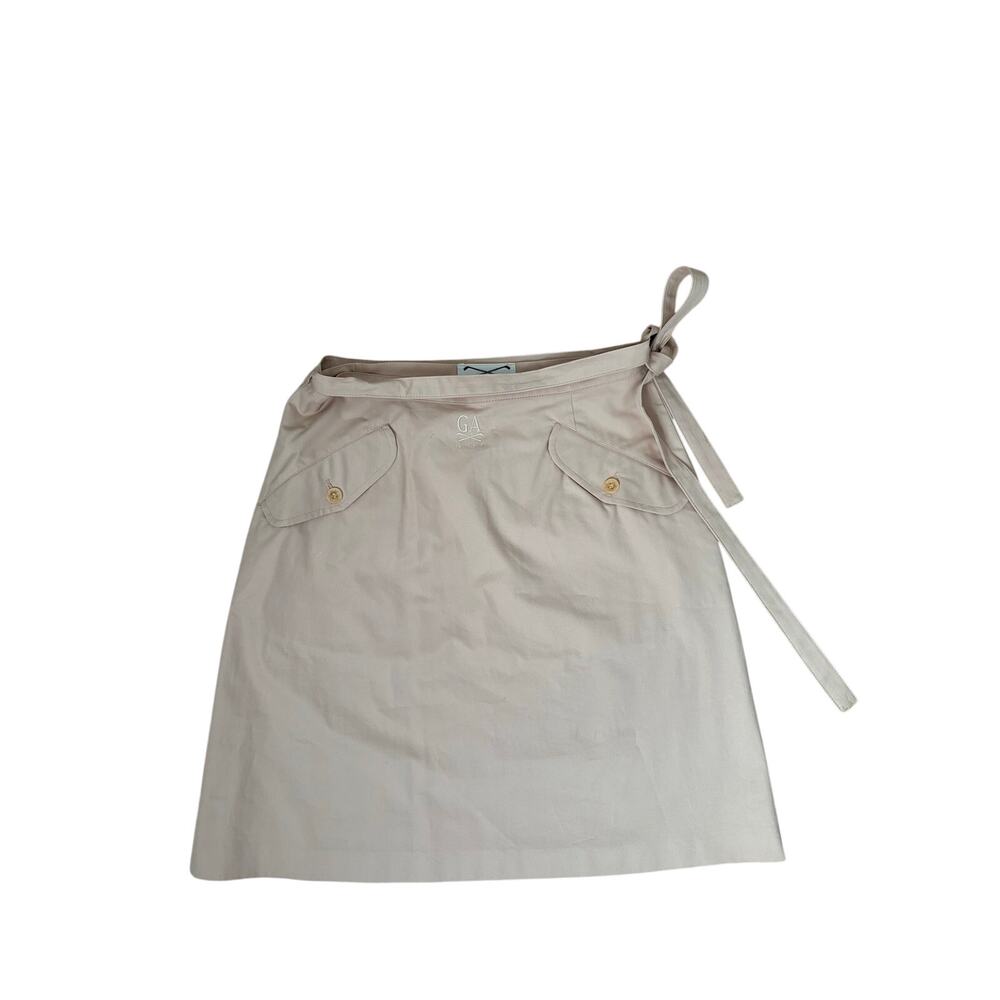 Giorgio Armani Golf Wrap Skirt Beige Cotton Mini Skirt Italy Size 42 - Picture 9 of 9
